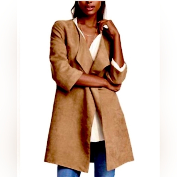 H&M Tan Suede Size 8 Jacket PTP 20 Length 33 - Picture 1 of 4